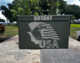 Personalized Laser Engraved 50 Cal Ammo Can: Custom Steel Box Gift