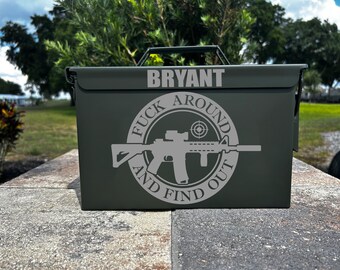 Personalized Laser Engraved Ammo Can: Custom 50 Cal Steel Box