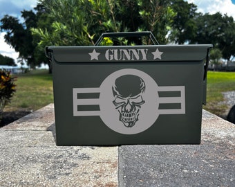 Personalized Laser Engraved Ammo Can: 50 Cal Steel Box Gift