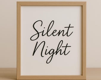 Silent Night Sign – 8x10 | Minimalist Christmas Wall Art | Modern Holiday Decor | Neutral Christmas Print | Farmhouse Christmas Sign