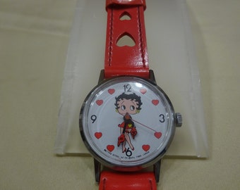 Betty Boop Watch Fossil Vintage Set With Pin and Tin Li-1044, NEW