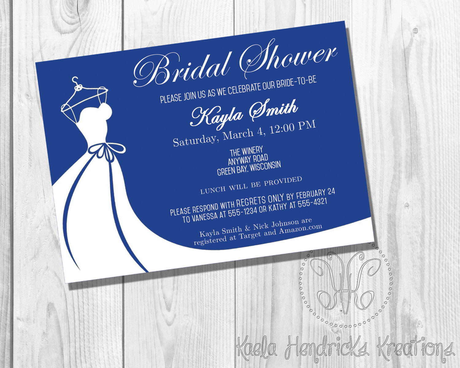 Blue and White Bridal Shower Invitation Etsy