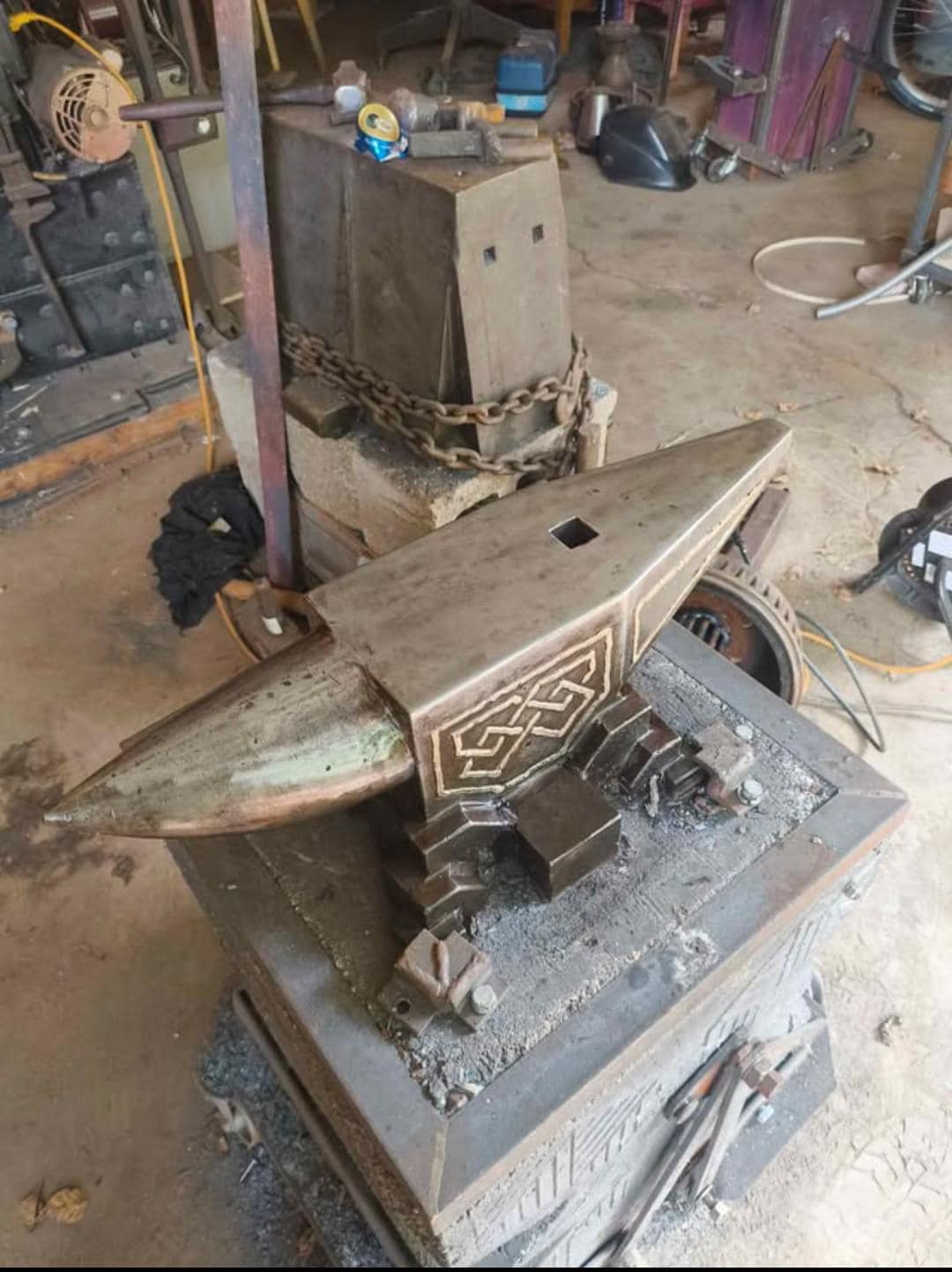 Custom 160 Lb Anvil With Dwarven Bronze Inlays and Gemstones - One of A ...
