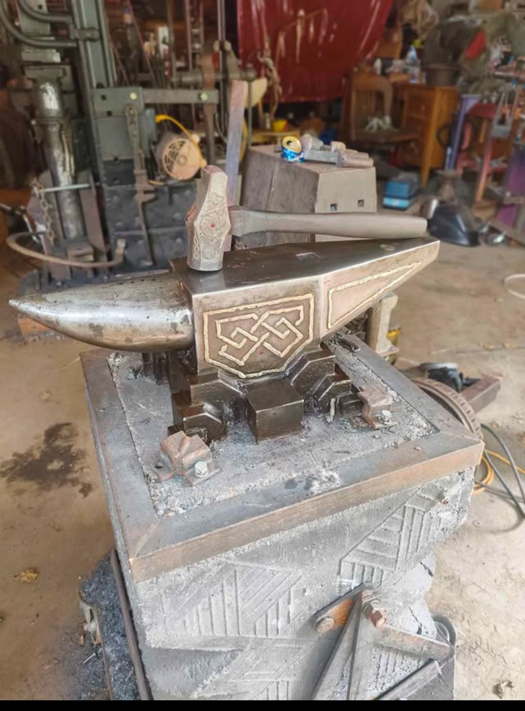 Unique Anvil Custom 160 Lb Anvil With Dwarven Bronze Inlays and Gemstones - One of A ...