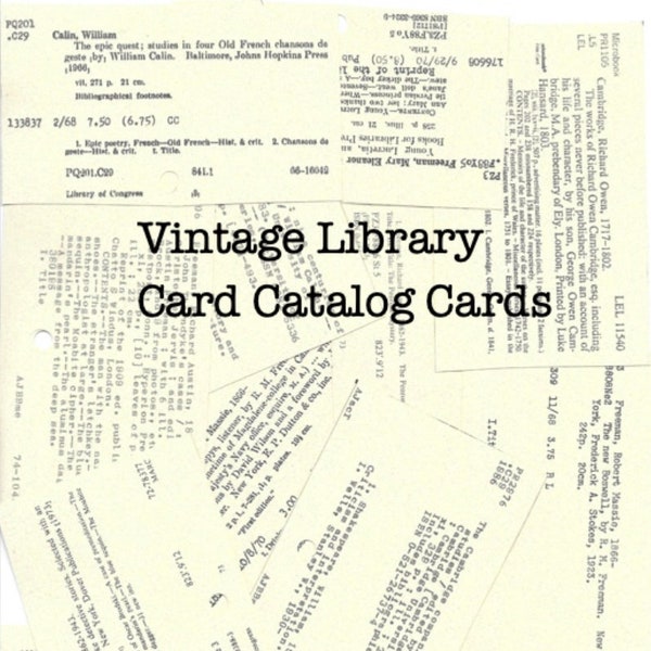 Vintage School Library Card Catalog Cards Ephemera Collage Sheet Digital Download