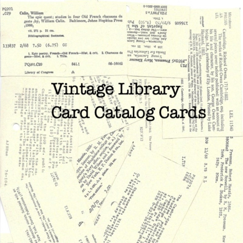 Library Card Catalog Etsy