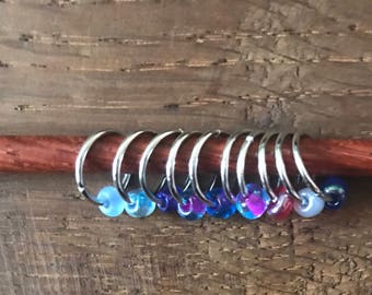 Blue and Purple Round O Ring Snag Free Stitch Markers For Knitting Progress Keepers Knitting Supplies Small Fits Up to US Size 3 Needle