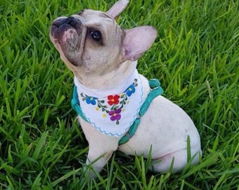 Mexican Dog Bandana, Flowers Spring bandana, Over collar dog bandana | Mexican Dog Pet Collar | Dog gift | Mexican Gift | Yucatan Pet