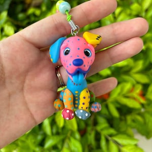 Alebrije Dog Keychain | Traditional Mexican Keychain | Sculped Keychain | Mexican colors | Handmade polymer clay