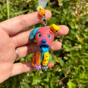 Alebrije Dog Keychain | Traditional Mexican Keychain | Sculped Keychain | Mexican colors | Handmade polymer clay