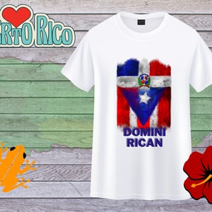 Dominirican flag design white T-shirt