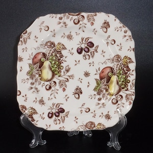 AUTUMN&#39;S DELIGHT Square Salad Plate by Johnson Brothers, Fruit and Nuts