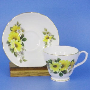 Bone China Tea Cup and Saucer with Yellow Flowers, Made in England