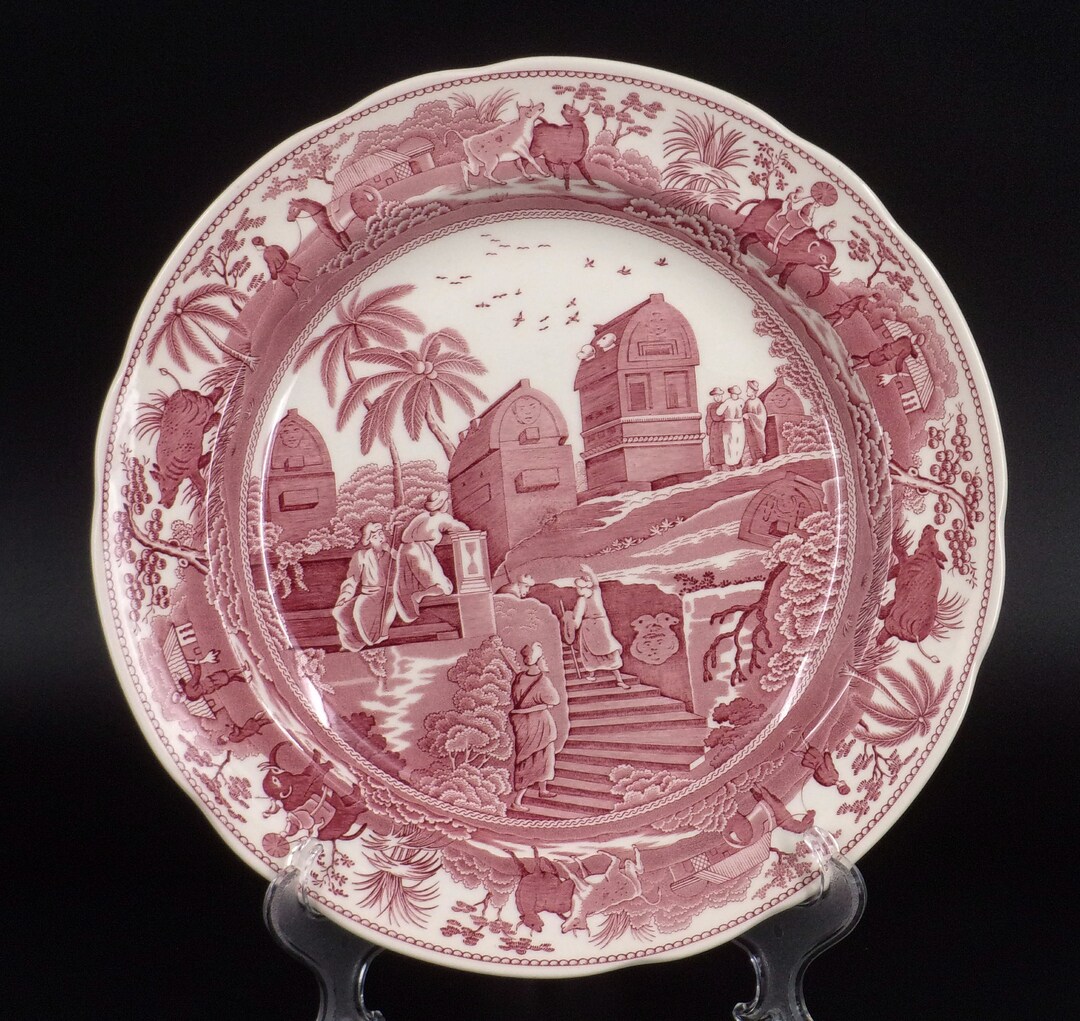 Spode Cranberry/red Transferware CARAMANIAN Dinner Plate - Etsy