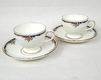 WEDGWOOD OSBORNE Paire de tasses à thé et soucoupes
