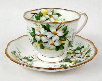 Royal Albert WHITE DOGWOOD Tea Cup and Saucer