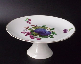 Fruit Motif Cake Pedestal Stand, 9" Vintage Display
