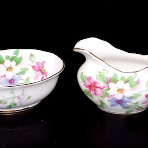 Royal Albert Cream and Sugar, Bone China, lovely flowers