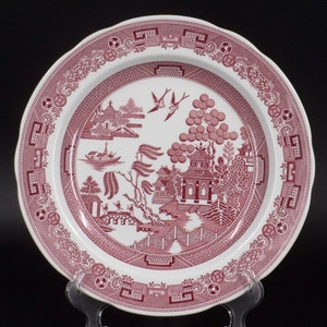 Spode Cranberry/Red Transferware Georgian Series, WILLOW, Dinner Plate