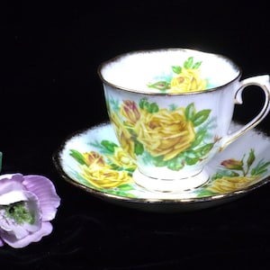 Vintage TEA Rose Tea Cup and Saucer by Royal Albert, Bone China, Yellow Rose
