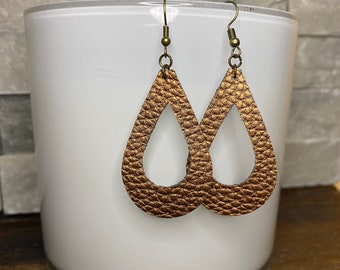 Handcrafted Teardrop Faux Leather Earrings