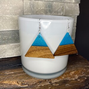 Triangle Wood and Acrylic Earrings