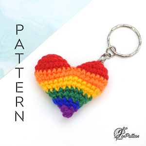 Rainbow Heart Keychain crochet PATTERN, Amigurumi keychain, LGBT+ Pride gift tutorial. PDF file (English)