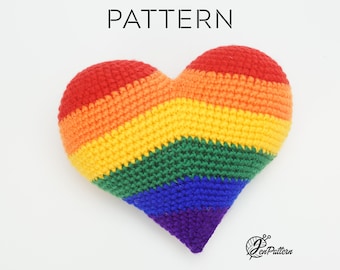 Rainbow Heart Crochet PATTERN: LGBT+ Pride Decoration, PDF file (English)
