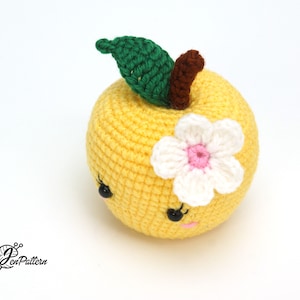 Cute apple crochet PATTERN, Kawaii amigurumi fruit tutorial, DIY teacher gift. PDF file English image 6