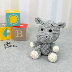 Little Hippo crochet PATTERN, DIY amigurumi hippo safari animal tutorial, Amigurumi for beginners. PDF file English image 9