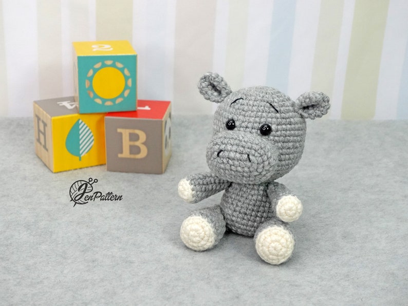 Little Hippo crochet PATTERN, DIY amigurumi hippo safari animal tutorial, Amigurumi for beginners. PDF file English image 9