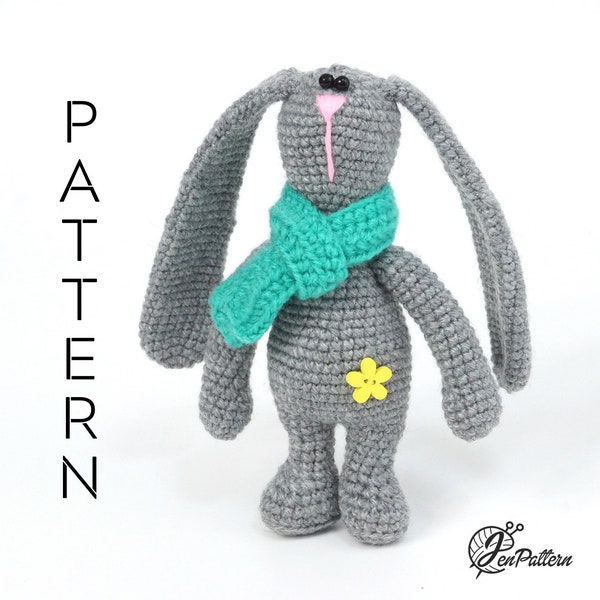 Lop-eared bunny rabbit crochet PATTERN, amigurumi bunny with long ears, DIY Easter amigurumi tutorial. PDF file (English)