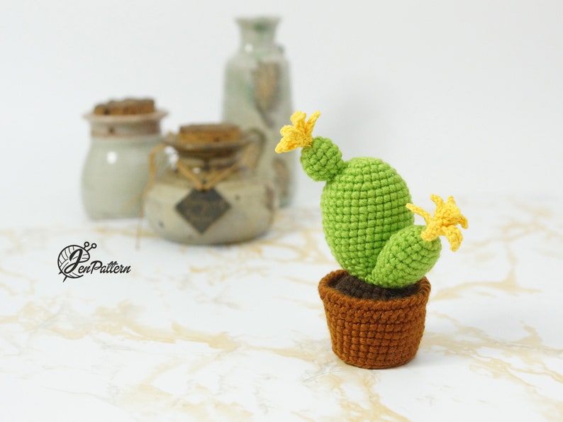 Cactus Collection crochet PATTERN, Amigurumi cactus plant, Crochet prickly pear tutorial. PDF file English image 7