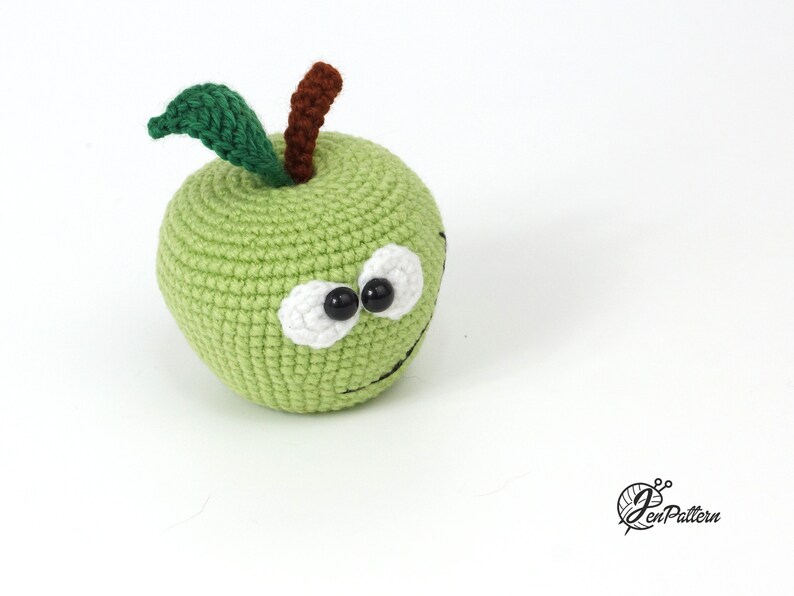 Funny apple crochet PATTERN, Amigurumi fruit tutorial, DIY teacher gift. PDF file (English) image 7