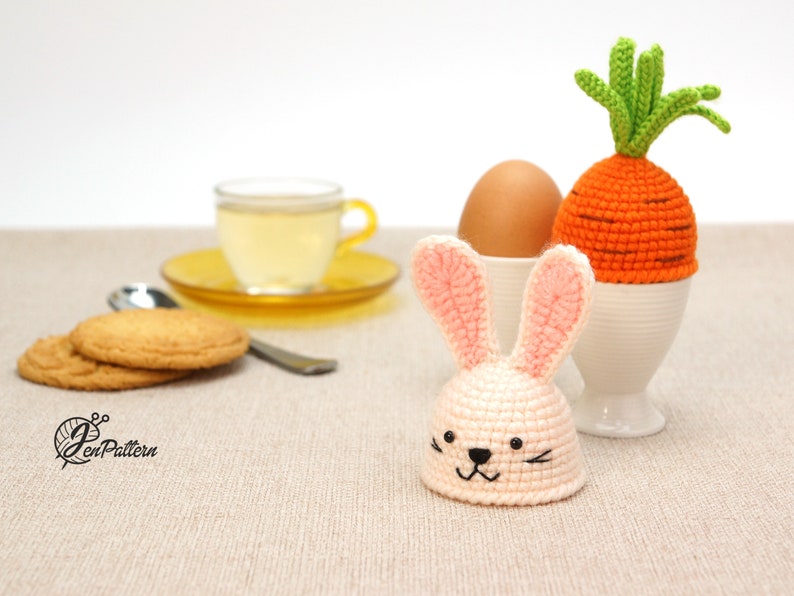 Bunny and Carrot egg warmers crochet PATTERN, DIY Easter kitchen decoration tutorial. PDF file English image 10