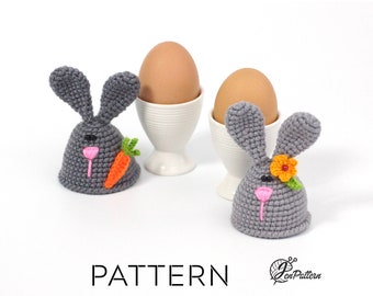 Easter bunny egg warmer crochet PATTERN, Easter decoration, DIY kitchen decor tutorial. PDF file (English)