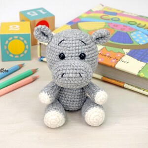 Little Hippo crochet PATTERN, DIY amigurumi hippo safari animal tutorial, Amigurumi for beginners. PDF file English image 10
