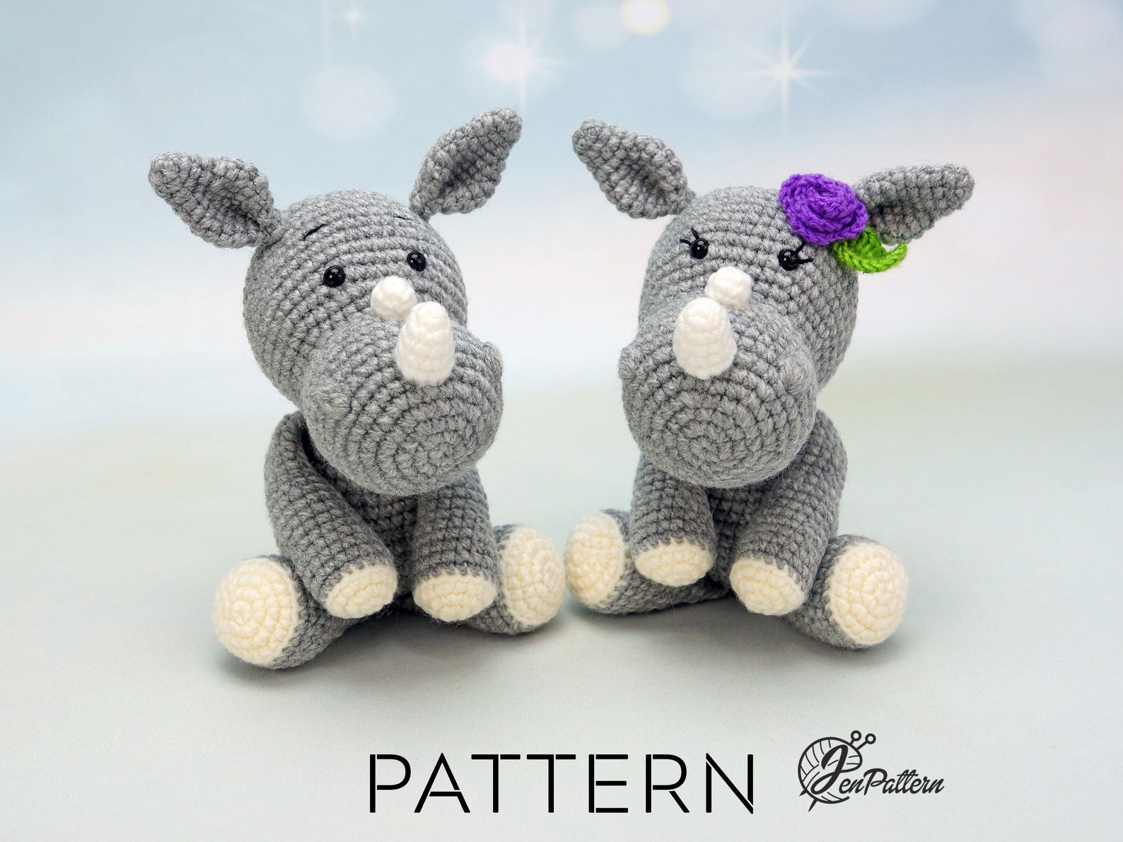 Rhino crochet PATTERN DIY Amigurumi rhinoceros animal Etsy