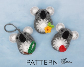 Koala ornaments crochet PATTERN, koala bear Australian animal, plush koala decor DIY tutorial. PDF file (English)