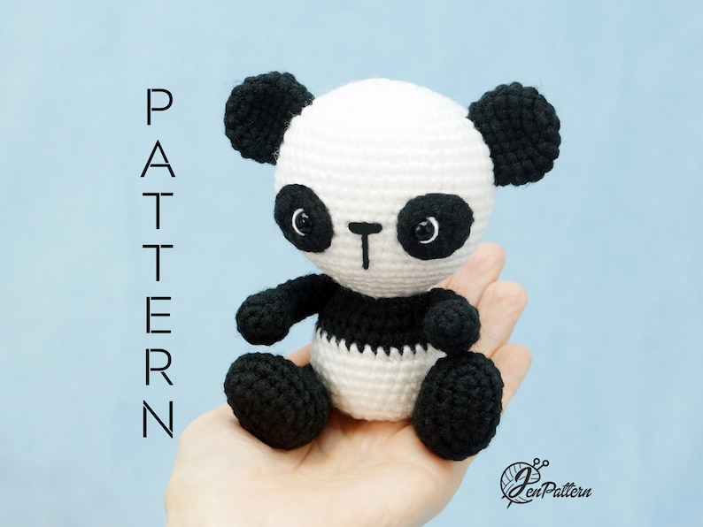 Panda bear crochet PATTERN, Easy amigurumi panda stuffed animal tutorial for beginners. PDF file English image 1