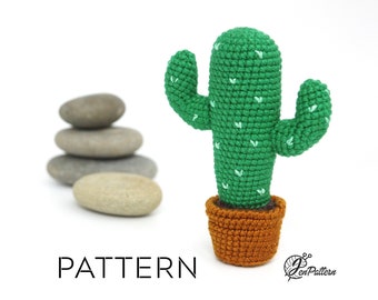 Saguaro cactus crochet PATTERN, DIY amigurumi desert cactus plant tutorial. PDF file (English)