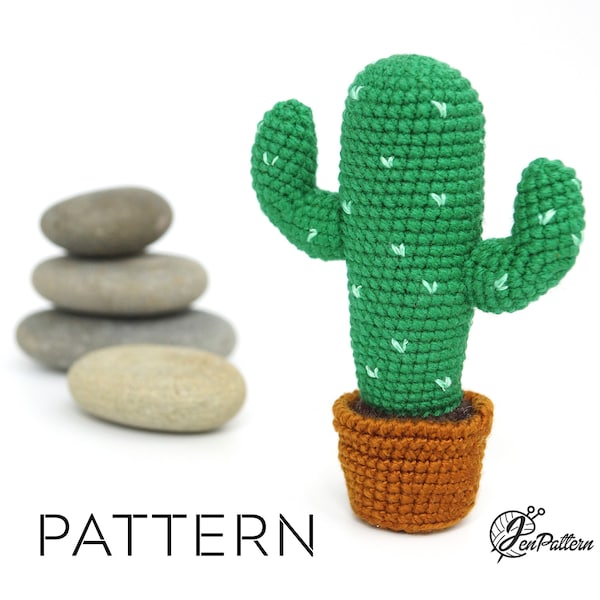 Saguaro cactus crochet PATTERN, DIY amigurumi desert cactus plant tutorial. PDF file (English)