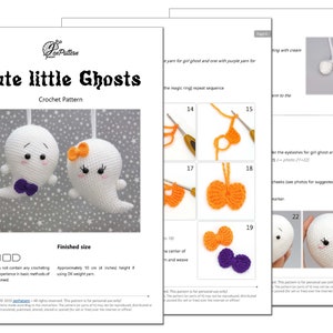 Halloween ghost crochet PATTERN, DIY Kawaii ghost ornaments, Cute Halloween amigurumi crochet tutorial. PDF file English image 3