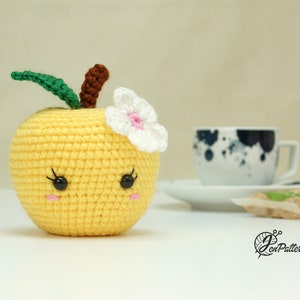 Cute apple crochet PATTERN, Kawaii amigurumi fruit tutorial, DIY teacher gift. PDF file English image 7