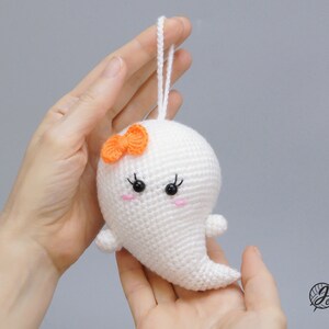 Halloween ghost crochet PATTERN, DIY Kawaii ghost ornaments, Cute Halloween amigurumi crochet tutorial. PDF file English image 9