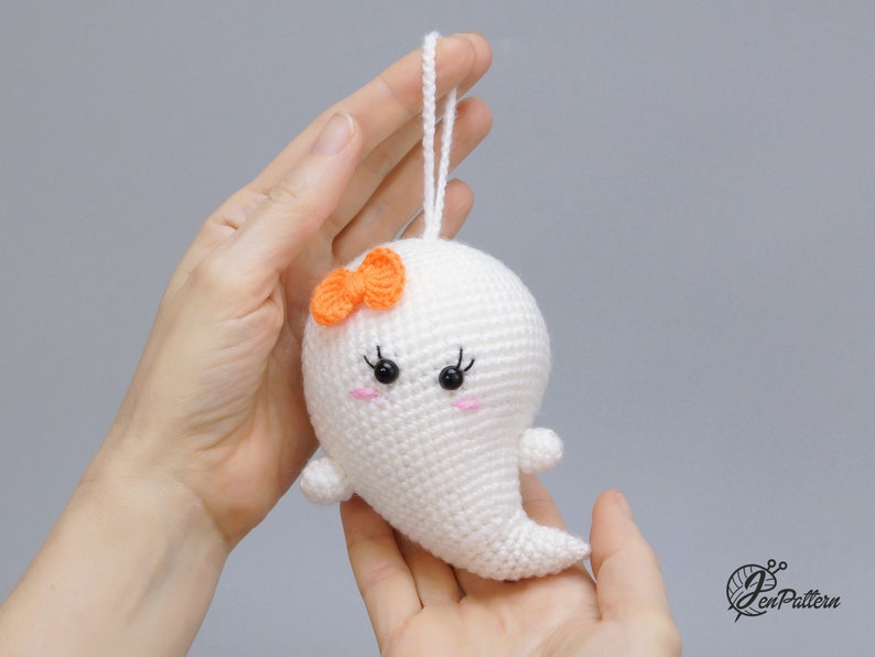 Halloween ghost crochet PATTERN, DIY Kawaii ghost ornaments, Cute Halloween amigurumi crochet tutorial. PDF file English image 9