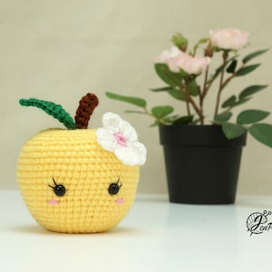 Cute apple crochet PATTERN, Kawaii amigurumi fruit tutorial, DIY teacher gift. PDF file English image 10