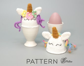 Unicorn egg warmer crochet PATTERN, Easter decoration, DIY kitchen decor tutorial. PDF file (English)