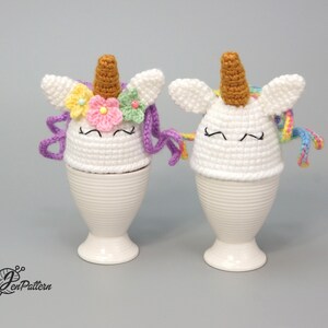 Unicorn egg warmer crochet PATTERN, Easter decoration, DIY kitchen decor tutorial. PDF file English image 4