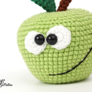 Funny apple crochet PATTERN, Amigurumi fruit tutorial, DIY teacher gift. PDF file (English) image 4